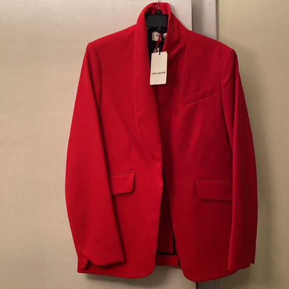 Zadig&Voltair Virgin Wool Stretch Crisp True Red Jacket New With Tags - Picture 16 of 16
